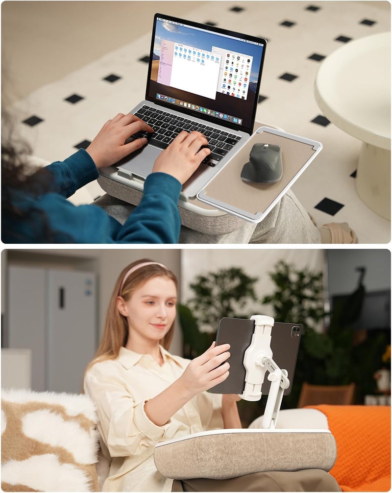 Viozon Kindle Pillow Stand Holder, Phone Holder for Bed, Laptop Lap Desk with Mouse Pad,Compatible with 4.7-13" Kindle/Tablet/Phone,10-15" Laptop, Snack Bowl⋓ Attachment&Detachable 360° Stand Arm - Image 3